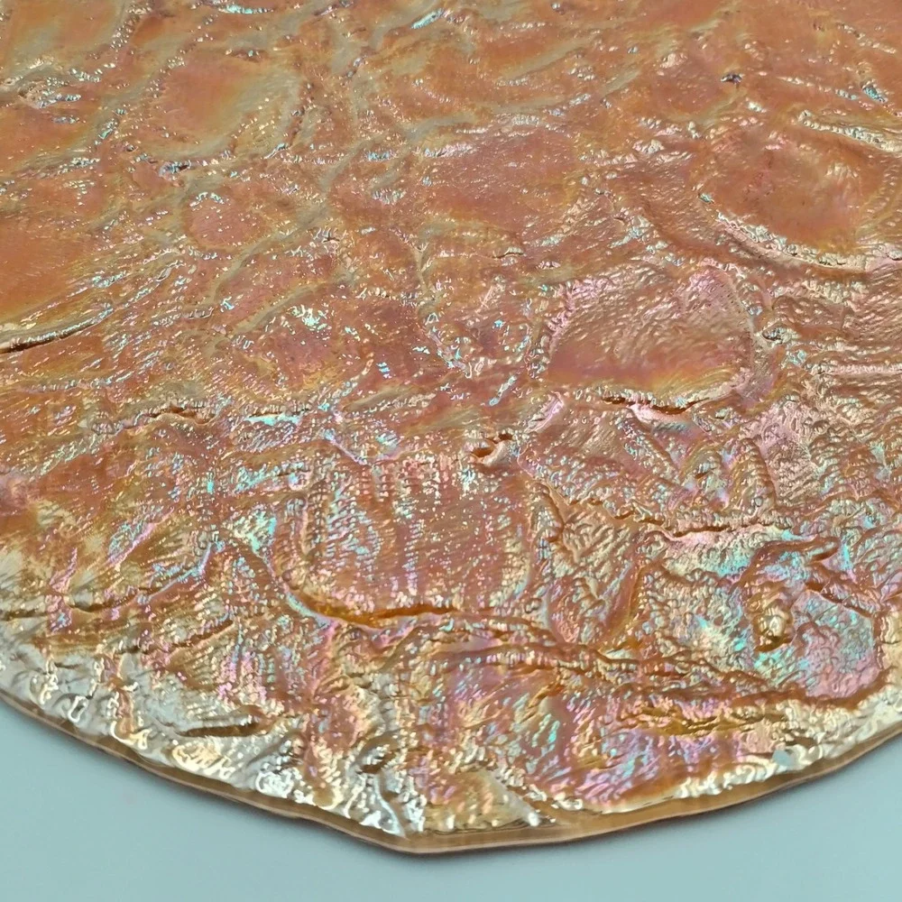 Marigold Carnival Glass Style 13 In Charger Plate Textured Ice Tree Bark Platter